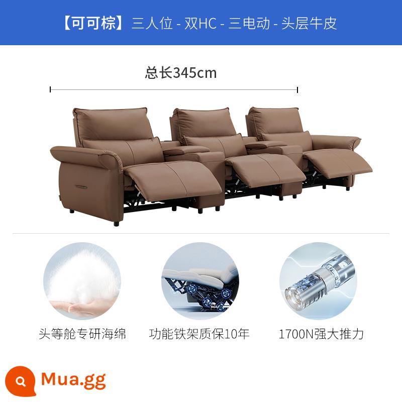 Chivas hạng nhất Ý nhẹ sang trọng sofa da điện phòng khách rạp hát tại nhà sofa phòng nghe nhìn 30025 - Cacao Brown-Ba chỗ ngồi-Ba bàn điện+bàn đựng đồ*Giao hàng trong 2-15 ngày