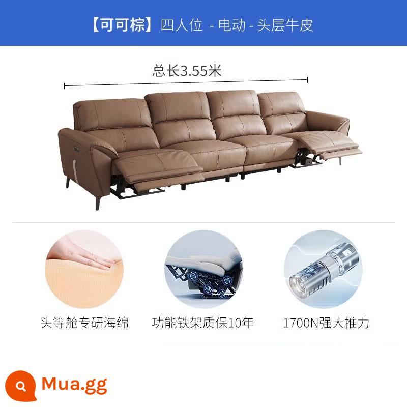 Sofa da tối giản hiện đại hạng nhất Chivas phòng khách tiện dụng điện màu đen 2023 phong cách mới 50953 - Cocoa Brown - Bốn chỗ chức năng kép - giao hàng 7 ngày (liên hệ bộ phận chăm sóc khách hàng để biết chi tiết địa chỉ)