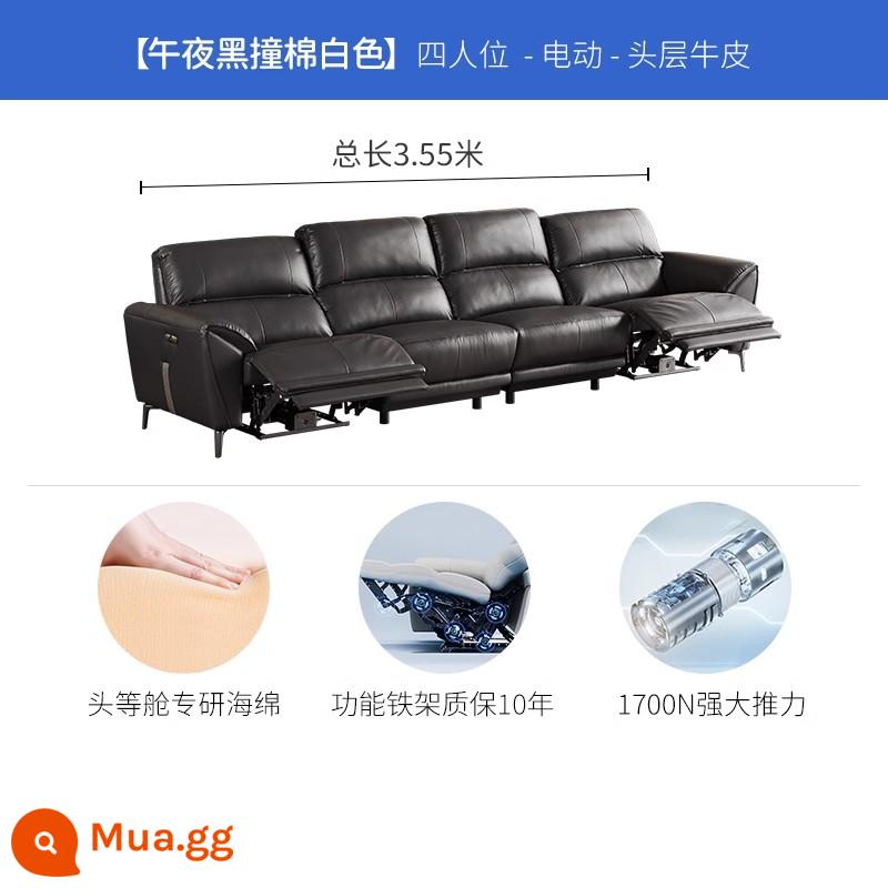 Sofa da tối giản hiện đại hạng nhất Chivas phòng khách tiện dụng điện màu đen 2023 phong cách mới 50953 - Màu đen nửa đêm với màu trắng bông - chức năng kép dành cho bốn người - giao hàng sau năm