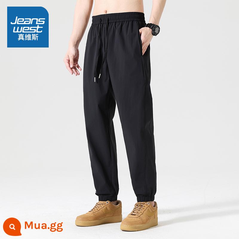 Jeanswest ice lụa quần thể thao nam mùa hè mỏng phần hợp thời trang nhanh khô quần chùm chín điểm quần âu nam - 929---đen