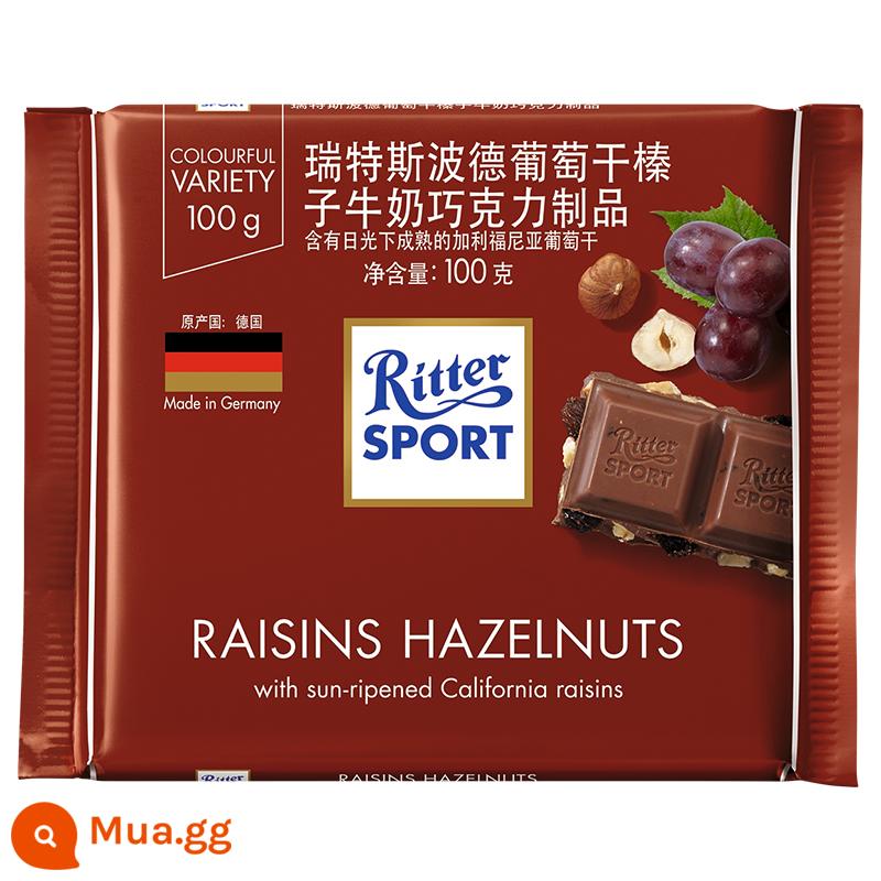 German Ritter Sport Ritter Spode Sports Selected Sandwich Sô cô la 176g Đồ ăn vặt nổi tiếng trên Internet nhập khẩu - Sôcôla sữa hạt phỉ nho khô 100g