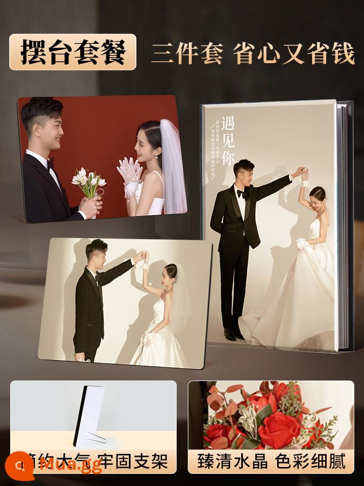 Album ảnh pha lê, ảnh cưới, ảnh tinh, sách ảnh book, studio ảnh tùy chỉnh, sản xuất ảnh cưới, tùy chỉnh cao cấp - [Gói bàn] Album ảnh pha lê + 2 bàn 8 inch