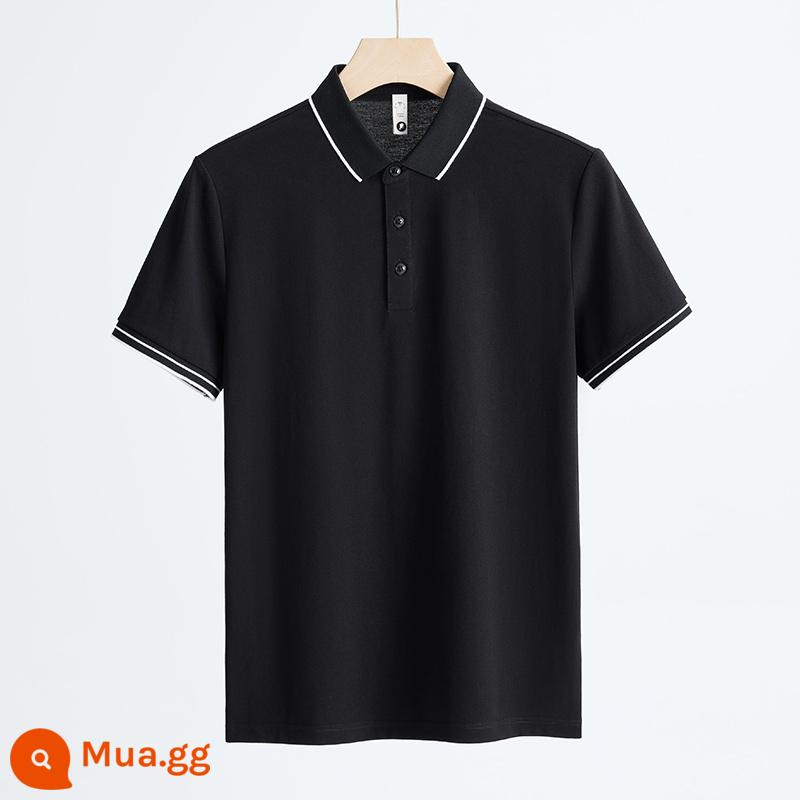 Mùa Hè Mới 2023 Băng Lụa Cotton Cao Cấp Áo Sơ Mi Nam Ngắn Tay Công Sở Đường Mỏng Ve Áo Áo Thun Top Ralph Lauren Polo - đen