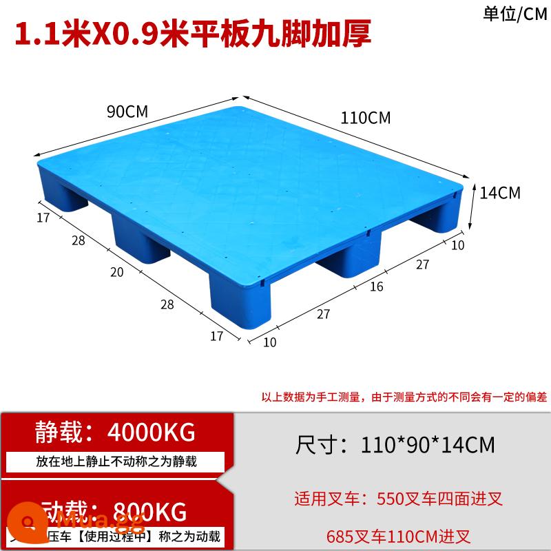 Xe nâng pallet nhựa chống ẩm tấm lót thẻ bảng nền tảng ngăn xếp kho sàn hậu cần kệ pallet phẳng 9 feet - Độ dày vật liệu mới 1,1 * 0,9 mét