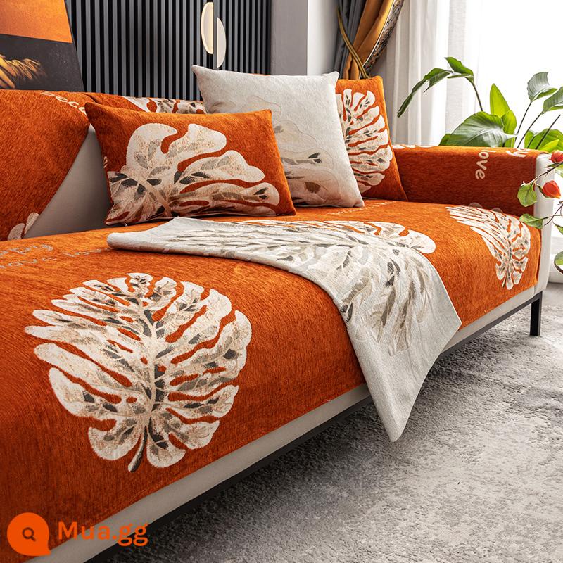 Phong cách Mỹ ánh sáng sang trọng sofa đệm chenille hiện đại đệm cao cấp bốn mùa phổ quát da chống trượt bao gồm khăn vải - YK-Golden Baye-Cam sống động