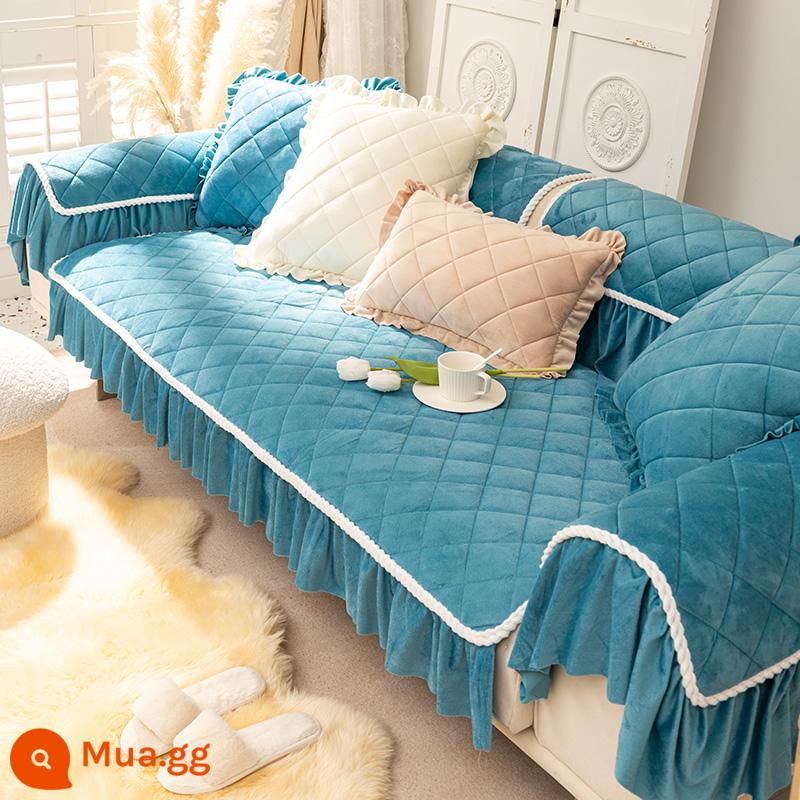 Mùa đông sang trọng của ghế sofa châu Âu Bốn mùa đơn giản phổ biến hiện đại chống lại đệm 2022 MỚI VẢI - FS-Nấm Tình Yêu Mùa Đông-Sapphire Màu Xanh