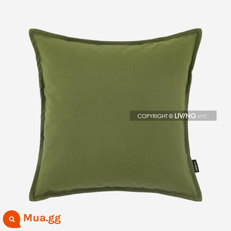 Living inc. Gối vải cotton Vỏ gối vải lanh cotton Màu đệm sofa Đệm phòng khách Gối vuông - màu xanh ô liu