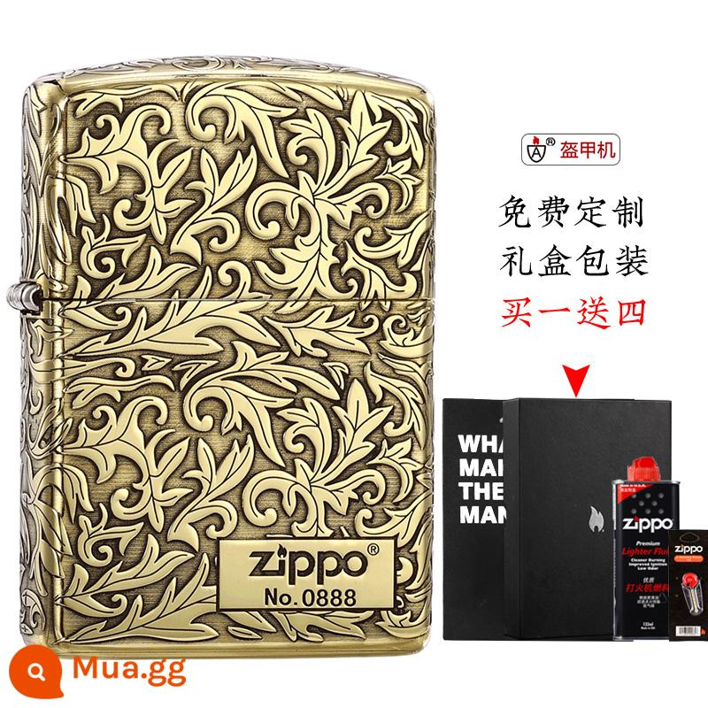 Bật lửa ZIPPO Zhibao chính hãng giáp đồng nguyên chất Tangcao zppo custom chính hãng phiên bản giới hạn dầu hỏa quà tặng nam - Phiên bản giới hạn Tangcao subscript- (phiên bản hộp quà giáp)