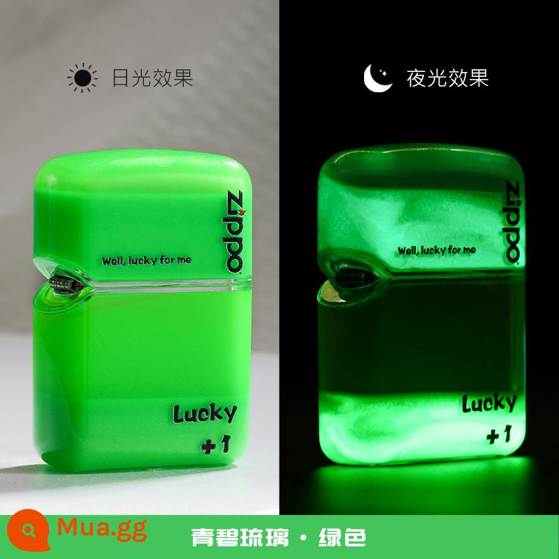 Bật lửa zippo chính hãng cát lún dạ quang sáng tạo vỏ trong suốt chống gió dầu hỏa quà tặng chính hãng cho bạn trai zp - Cát lún phát sáng xanh-[mô hình đơn]