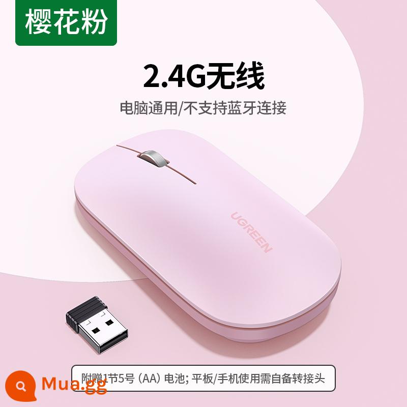 Chuột không dây bluetooth tắt tiếng Green Union cho máy tính Apple macbookpro iPad Huawei notebook - Mỏng và nhẹ★[không dây 2.4G]★Hồng hoa anh đào