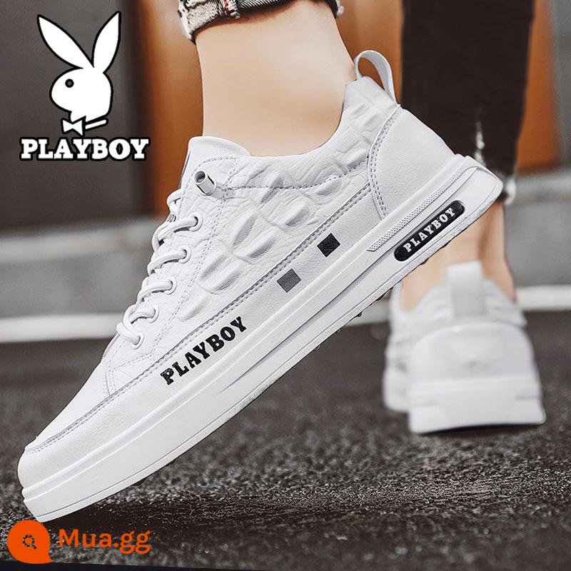 Giày Playboy cỡ nhỏ màu trắng da nam mùa thu hợp thời trang mùa đông phù hợp với mọi lứa tuổi Giày da thường giày lười đế mềm - PL322085D màu trắng