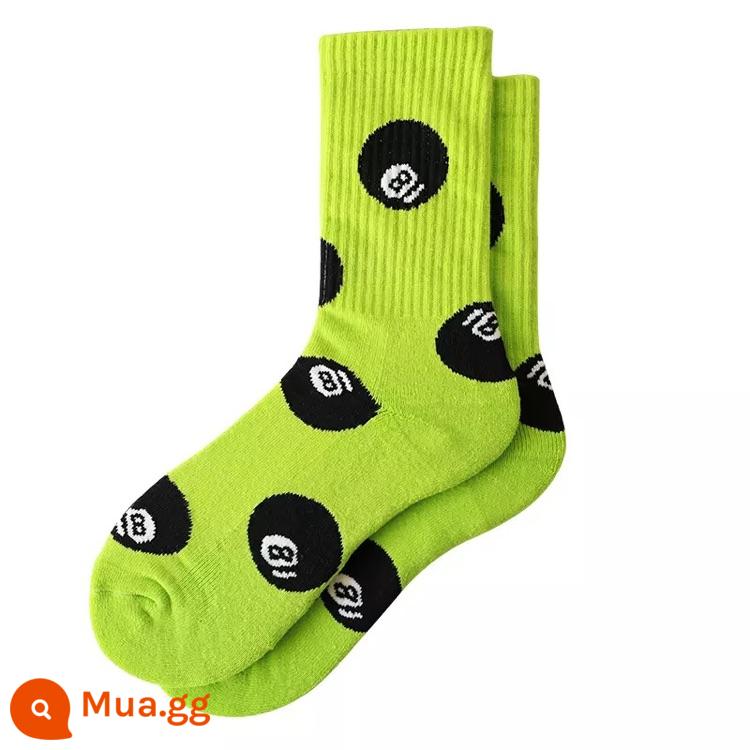 Dòng sản phẩm tất bông có hoa văn CrazySocks tất thể thao tất cả các trận đấu theo xu hướng đường phố tất ống giữa dành cho nam và nữ - quả bóng số 8 màu xanh lá cây