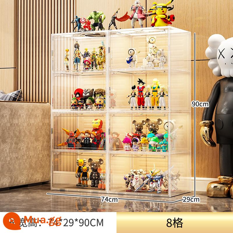 Mô Hình Lego Tủ Trưng Bày Mô Hình Đặt Đồ Chơi Hộp Bảo Quản Giả Acrylic Trong Suốt Nhà Giá Đỡ Khối Xây Tủ - Tủ trưng bày gia đình 2 cột 8 ô (màu trắng bóng trăng)