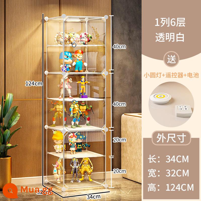 Mô Hình Lego Tủ Trưng Bày Hộp Bảo Quản Giả Kính Acrylic Trong Suốt Trang Trí Mô Hình Tủ Đồ Chơi Tủ Đỡ - [Nâng cấp lên thế hệ thứ 2] 1 cột 6 lớp ☛Tấm cửa siêu trong suốt❤ Tặng kèm bộ đèn điều khiển từ xa (bao gồm pin)