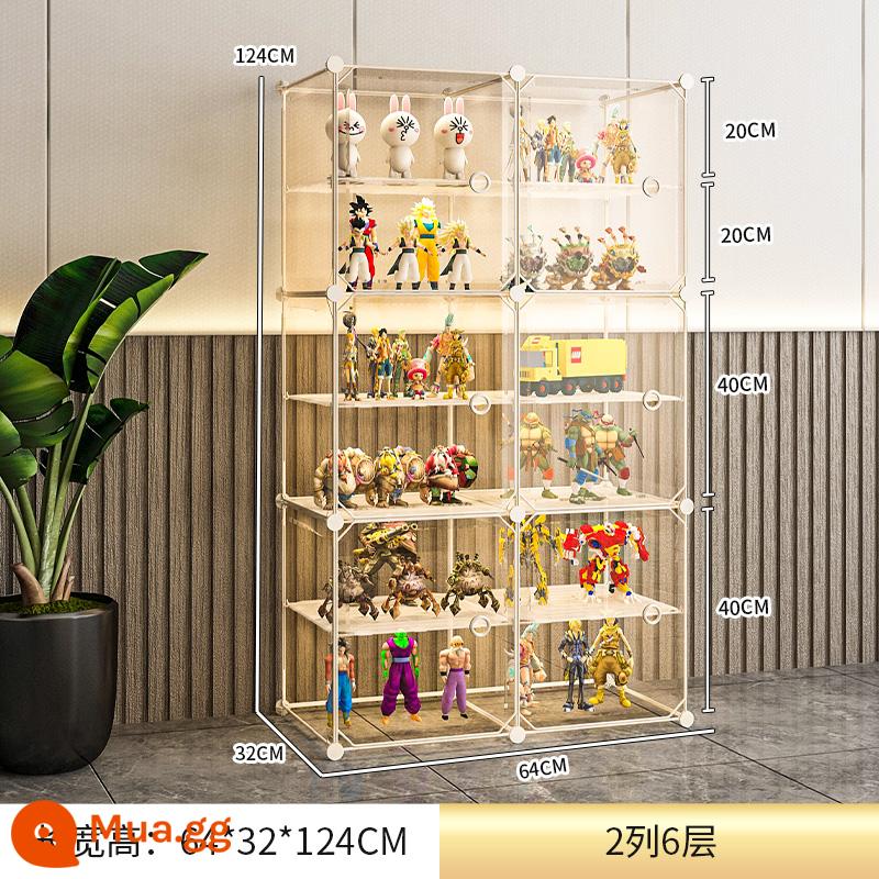 Mô Hình Lego Tủ Trưng Bày Hộp Bảo Quản Giả Kính Acrylic Trong Suốt Trang Trí Mô Hình Tủ Đồ Chơi Tủ Đỡ - [Nâng cấp lên thế hệ thứ 2] 2 cột 6 lớp ☛ panel cửa cực trong suốt