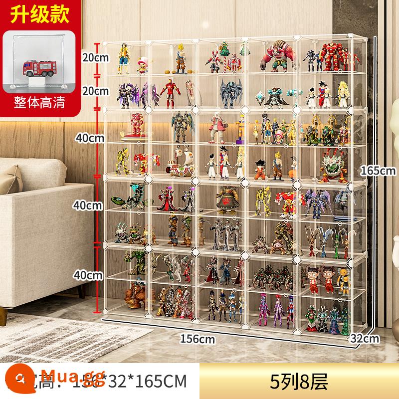 Mô Hình Lego Tủ Trưng Bày Đồ Chơi Mô Hình Lưu Trữ Tủ Trong Suốt Giả Acrylic Hộ Gia Đình Khối Xây Dựng Màn Hình Hiển Thị Đứng - Bộ lưu trữ gia đình 5 cột và 8 lớp [tổng thể siêu rõ ràng]