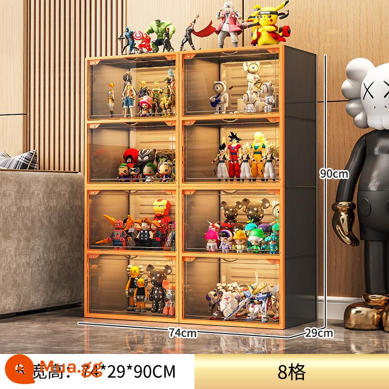 Mô Hình Lego Tủ Trưng Bày Mô Hình Đặt Đồ Chơi Hộp Bảo Quản Giả Acrylic Trong Suốt Nhà Giá Đỡ Khối Xây Tủ - Hộp đựng đồ trang trí 2 cột 8 ngăn (màu cam rực rỡ)