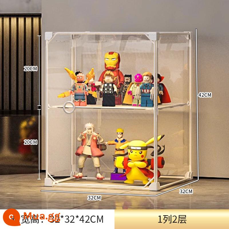 Mô Hình Lego Tủ Trưng Bày Hộp Bảo Quản Giả Kính Acrylic Trong Suốt Trang Trí Mô Hình Tủ Đồ Chơi Tủ Đỡ - [Lưới sắt chịu lực] 1 dãy 2 lớp ☛ Cửa panel siêu trong - chiều cao sàn 20-40cm