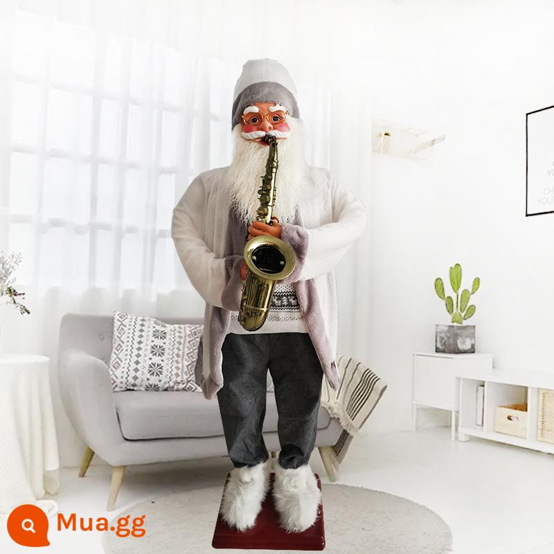 1.8M Đồ Chơi Nhạc Điện Nhảy Múa Thổi Saxophone Ông Già Noel Chào Mừng Vật Trang Trí Lớn Trang Trí Giáng Sinh - Kèn saxophone điện 1,8m cho người già mẫu cao cấp 007