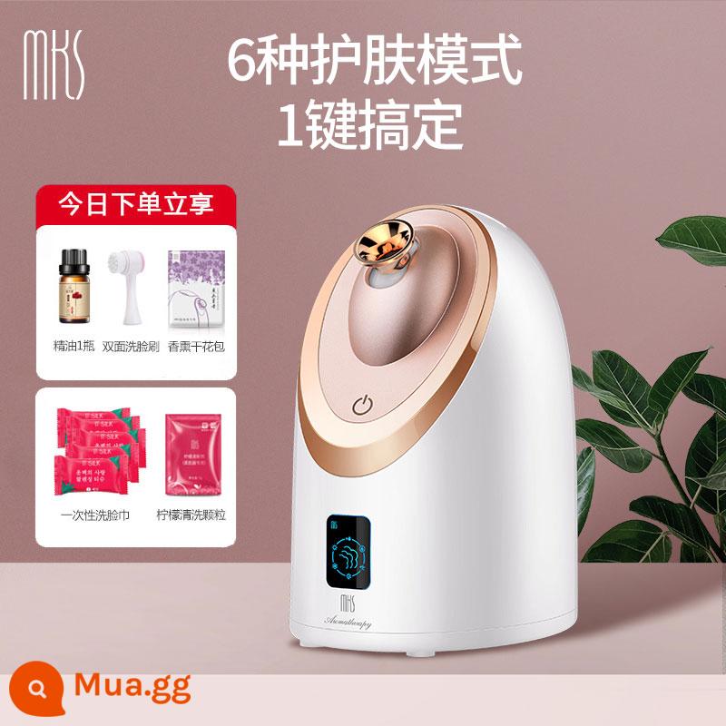 Máy xông mặt tại nhà máy xông hơi dưỡng ẩm xịt dưỡng ẩm nano mở lỗ chân lông giải độc nóng và lạnh xịt kép làm ẩm da mặt - Mẫu hàng đầu hương liệu nóng lạnh NV8385 (vàng hồng)