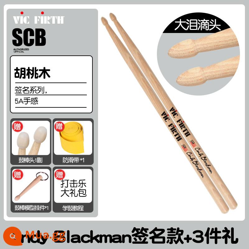 Cần trống Vic Firth do Mỹ sản xuất 5A 7A 5B gỗ óc chó phong trống jazz chữ ký búa dùi trống VF - SCB