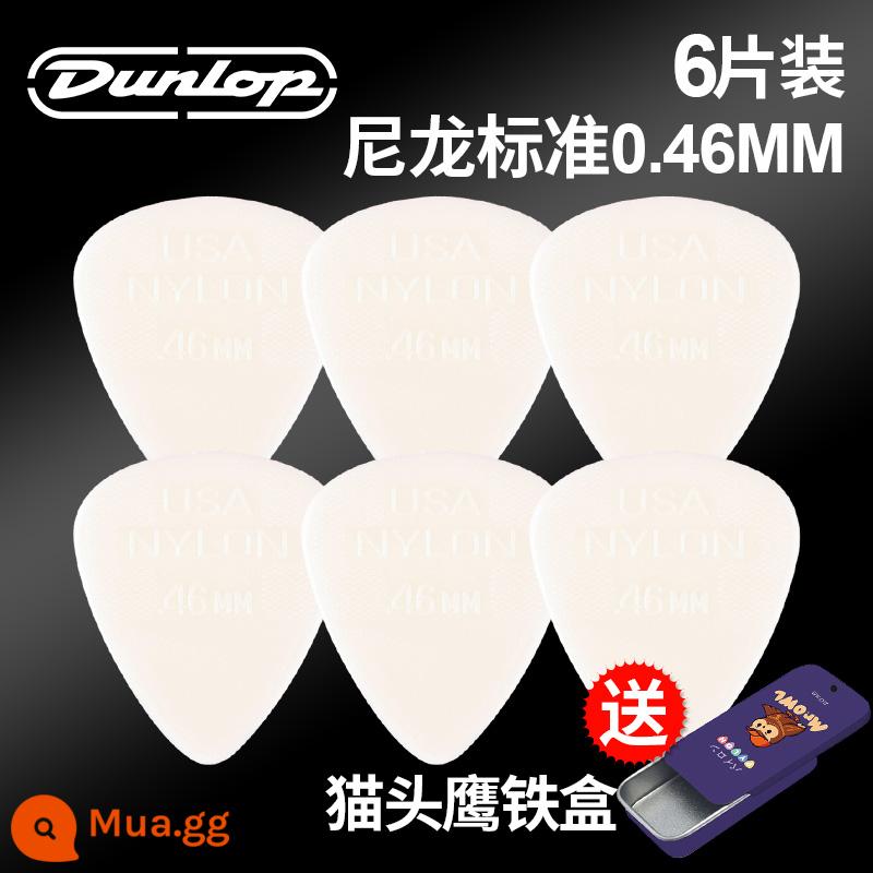 Chính hãng Dunlop Đàn guitar tiêu chuẩn Dunlop Nylon nylon chống trượt lò xo đàn babaklite bakelite - [6 miếng] 0.46mm+hộp sắt tiêu chuẩn