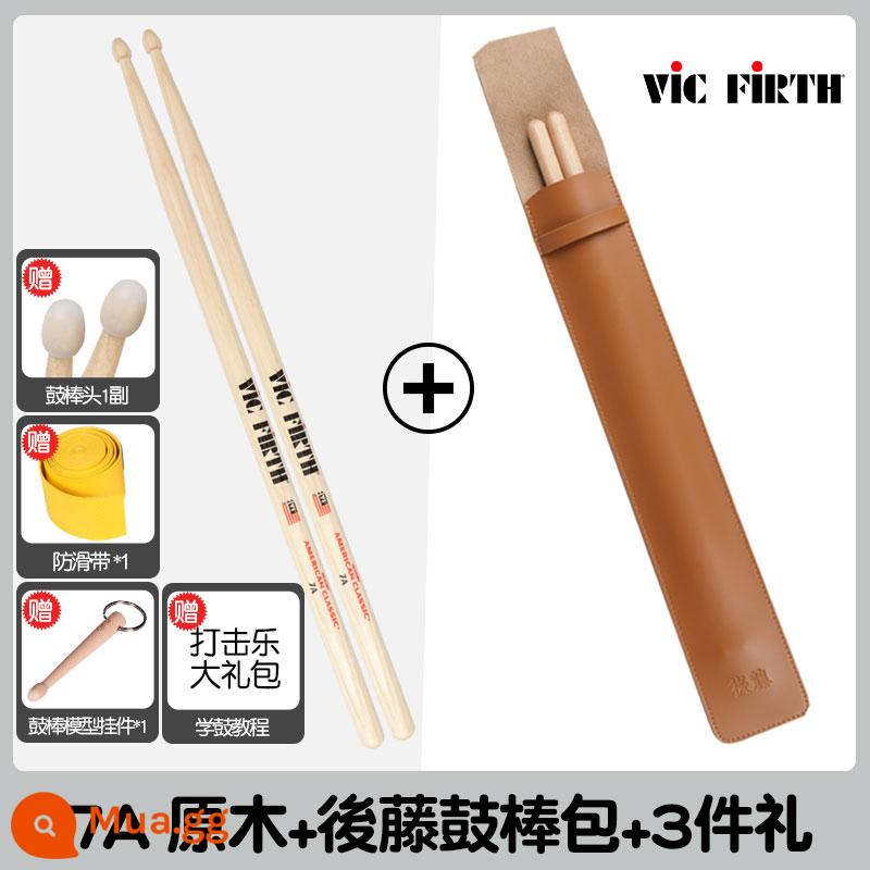 Cần trống Vic Firth do Mỹ sản xuất 5A 7A 5B gỗ óc chó phong trống jazz chữ ký búa dùi trống VF - Gỗ 7A+Túi đựng dùi trống