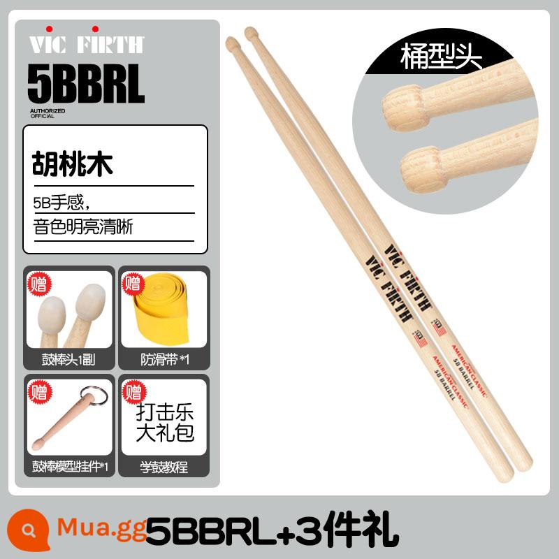 Cần trống Vic Firth do Mỹ sản xuất 5A 7A 5B gỗ óc chó phong trống jazz chữ ký búa dùi trống VF - 5BBRL+3 quà