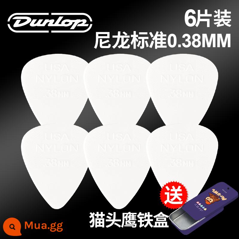 Chính hãng Dunlop Đàn guitar tiêu chuẩn Dunlop Nylon nylon chống trượt lò xo đàn babaklite bakelite - [6 miếng] 0.38mm+hộp sắt tiêu chuẩn