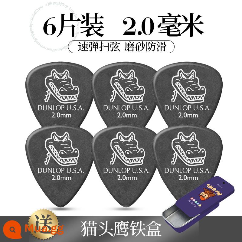 Bộ gảy đàn guitar dân gian Dunlop Gator mờ chống trơn trượt cá sấu Dunlop Gator Gói nhiều mảnh chịu mài mòn - Đầu gắp 2.0mm*6 miếng