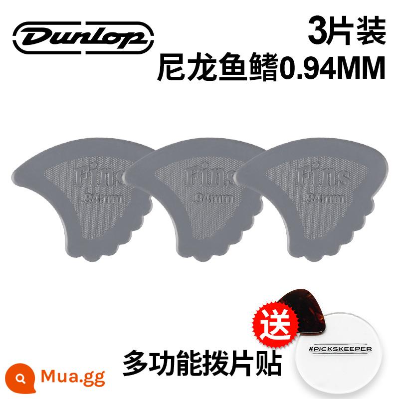 Chính hãng Dunlop Đàn guitar tiêu chuẩn Dunlop Nylon nylon chống trượt lò xo đàn babaklite bakelite - [3 cái] Vây cá mập 0,94mm + miếng dán pick