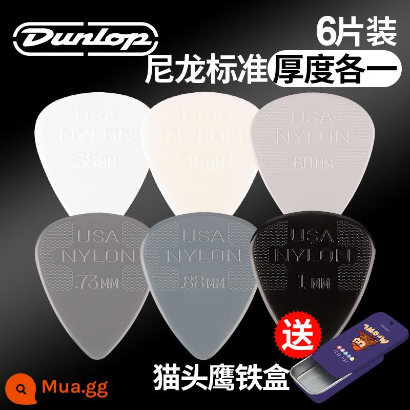 Chính hãng Dunlop Đàn guitar tiêu chuẩn Dunlop Nylon nylon chống trượt lò xo đàn babaklite bakelite - [6 cái] Bộ sáu cái tiêu chuẩn + hộp sắt