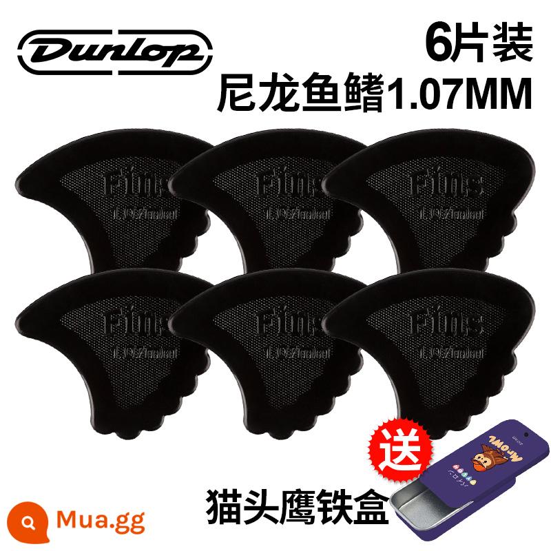 Chính hãng Dunlop Đàn guitar tiêu chuẩn Dunlop Nylon nylon chống trượt lò xo đàn babaklite bakelite - [6 cái] Vây 1.07mm + hộp sắt