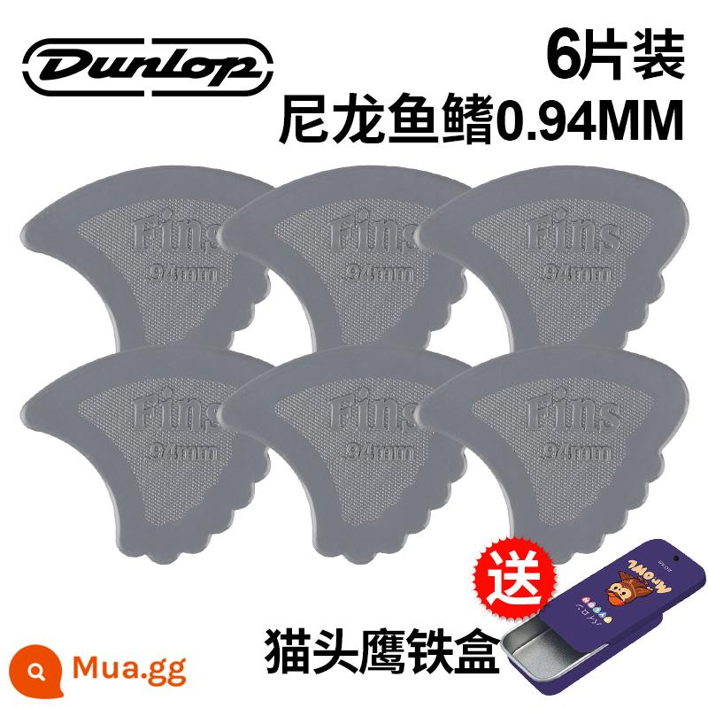 Chính hãng Dunlop Đàn guitar tiêu chuẩn Dunlop Nylon nylon chống trượt lò xo đàn babaklite bakelite - [6 cái] Vây cá mập 0.94mm + hộp sắt