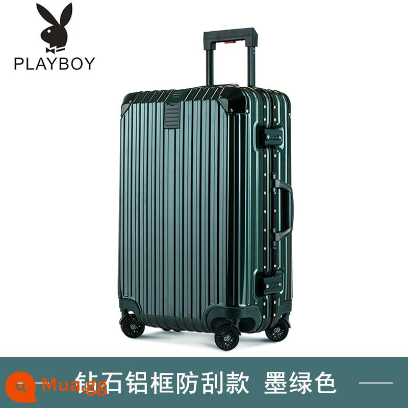 Vali Playboy du lịch mật khẩu nhỏ đa năng bánh xe đẩy trường hợp 24 nữ và nam 20 inch bao da nội trú 26 - Màu xanh lá cây đậm