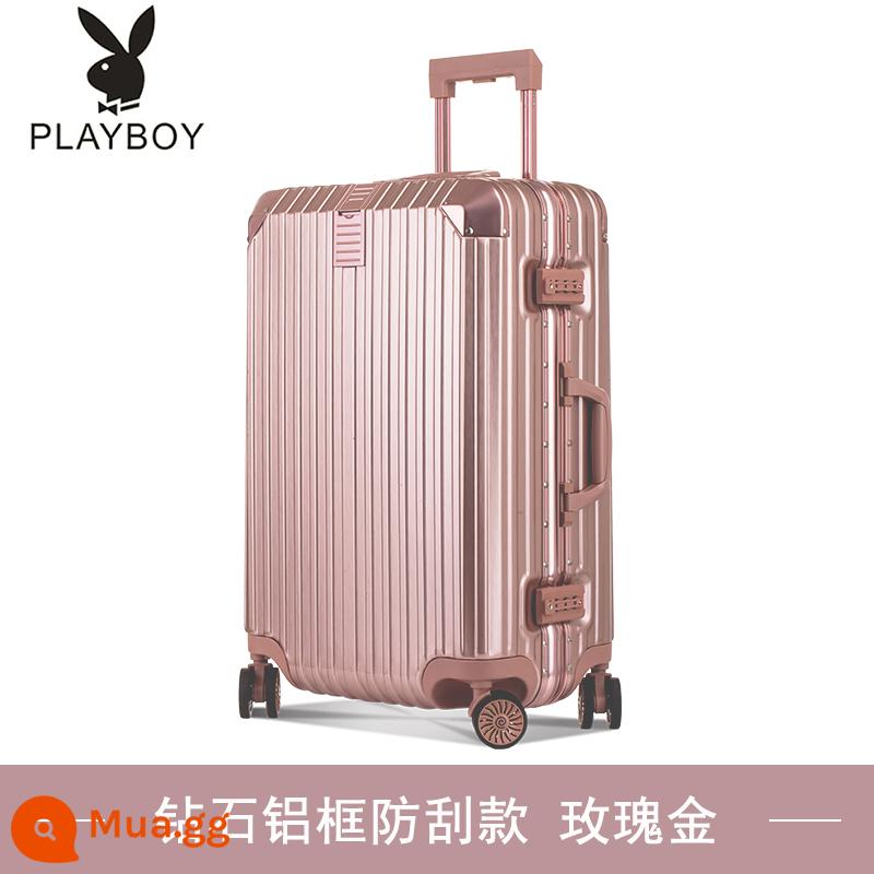 Vali Playboy du lịch mật khẩu nhỏ đa năng bánh xe đẩy trường hợp 24 nữ và nam 20 inch bao da nội trú 26 - Hoa hồng vàng