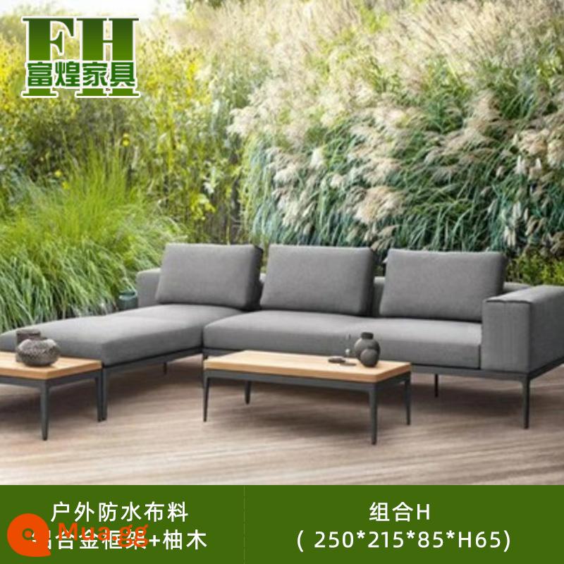 Balcony ngoài trời ngoài trời Villa Balcony Open -air Homestay Waterproof Waterproofor Leisure Vine Editor Chatitor Teak Sofa - Kết hợp H (250*215*85*H65)