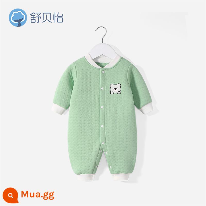 Shu Beiyi Baby Autumn and Winter Cotton Cotton Mũ quần áo sơ sinh quần áo trẻ em nam trẻ em bé mùa đông trẻ em đồ ngủ - gấu xanh