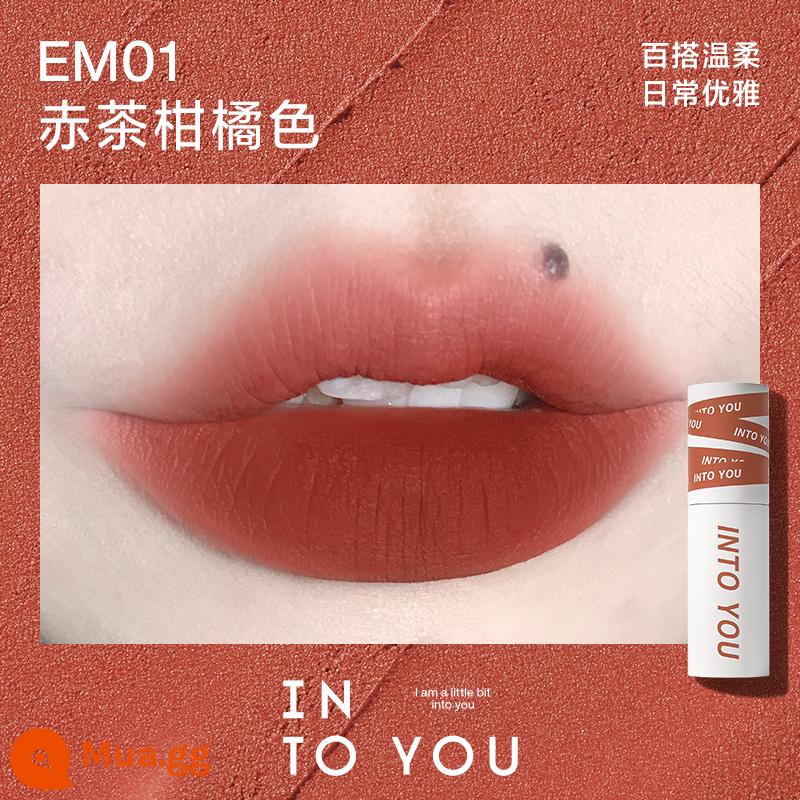 VÀO BẠN Heroine Lip Mud Matte Matte Lip Glaze Lip Gloss Lip Gloss Lip Cheek Dual-Công dụng Son môi giá rẻ Làm trắng - EM 01 Màu cam quýt nâu đỏ