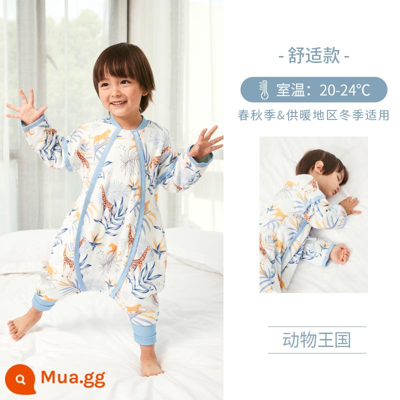 Ibaby Nhiệt Độ Không Đổi Chia Chân Túi Ngủ Mùa Thu Đông Mới Làm Dày Cho Bé Đồ Ngủ Trẻ Sơ Sinh Chống Đá Chăn Túi Ngủ Ở Nhà quần Áo - [Thoải mái] Vương quốc động vật (áp dụng nhiệt độ phòng 20 ~ 24oC)