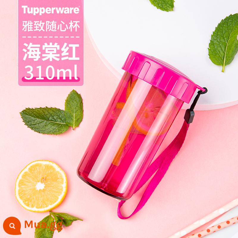 Tupperware Thanh Lịch Cốc Nước 300Ml Nhựa Chống Rò Rỉ Di Động Cốc Thể Thao Nhà Chống Rò Rỉ Cốc Nước Sinh Viên - Thu hải đường đỏ