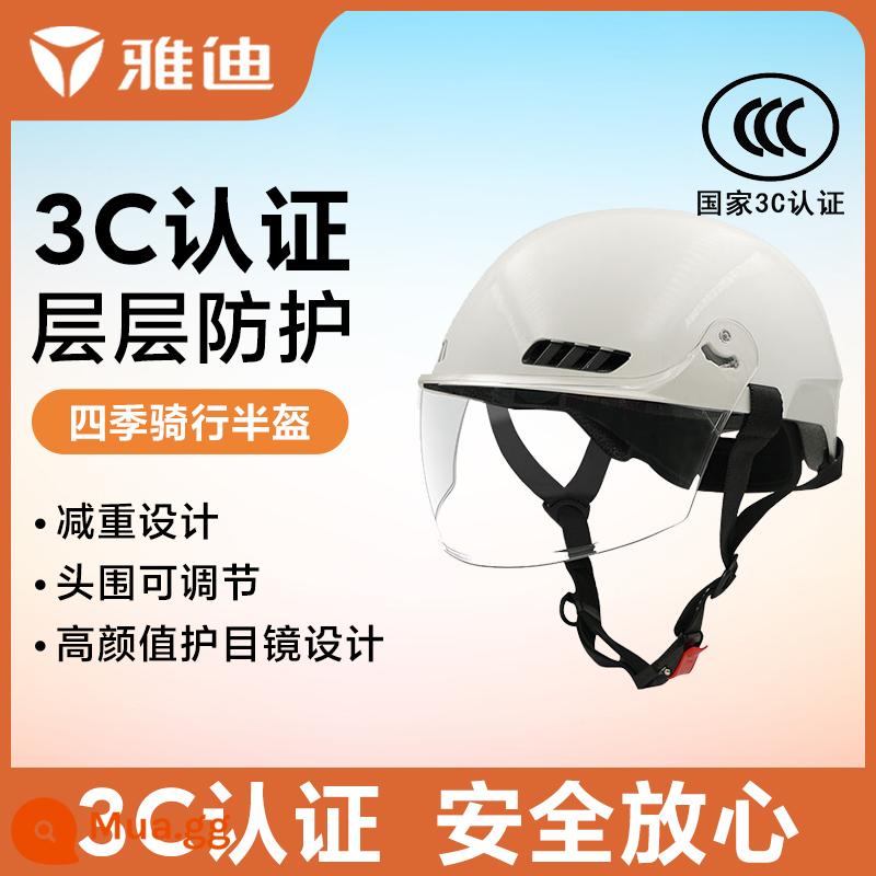 Mũ bảo hiểm an toàn cho xe điện Yadi tiêu chuẩn quốc gia được chứng nhận 3C tiết kiệm cho xe điện cả mùa Mũ bảo hiểm nửa đầu chống nắng - Mũ bảo hiểm Yadi 159 màu trắng (chứng nhận 3C)