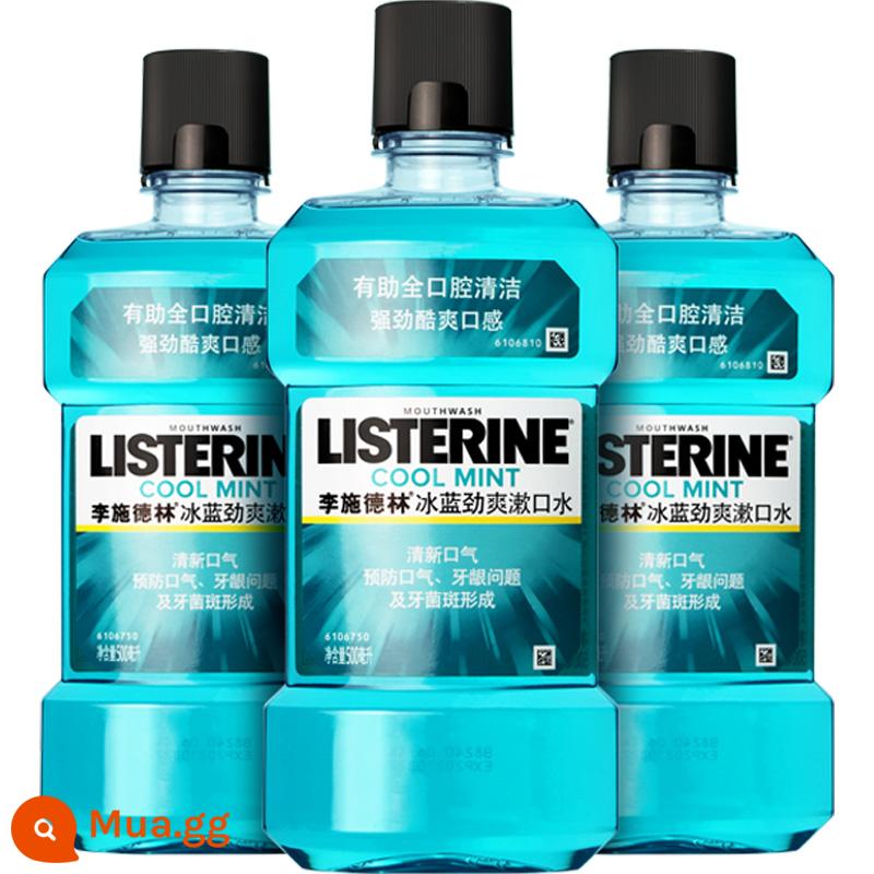 Nước súc miệng Listerine Ice Blue cho nam và nữ hơi thở thơm mát, giảm hôi miệng, hạn chế vi khuẩn, chỉnh nha 500ml x 3 chai - [Làm sạch cơ bản-cay miệng] 3 chai Ice Blue