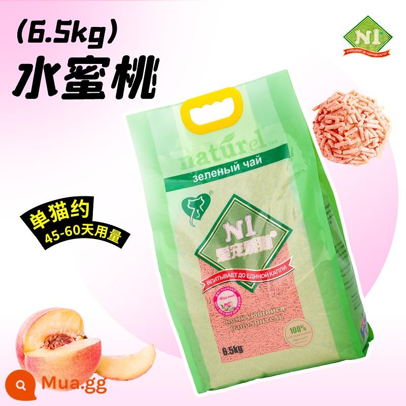 N1 đậu hũ cát vệ sinh túi lớn 6.5 kg khử mùi than hoạt tính không bụi ngô trà xanh không bentonite hỗn hợp cát vệ sinh cho mèo - hương đào