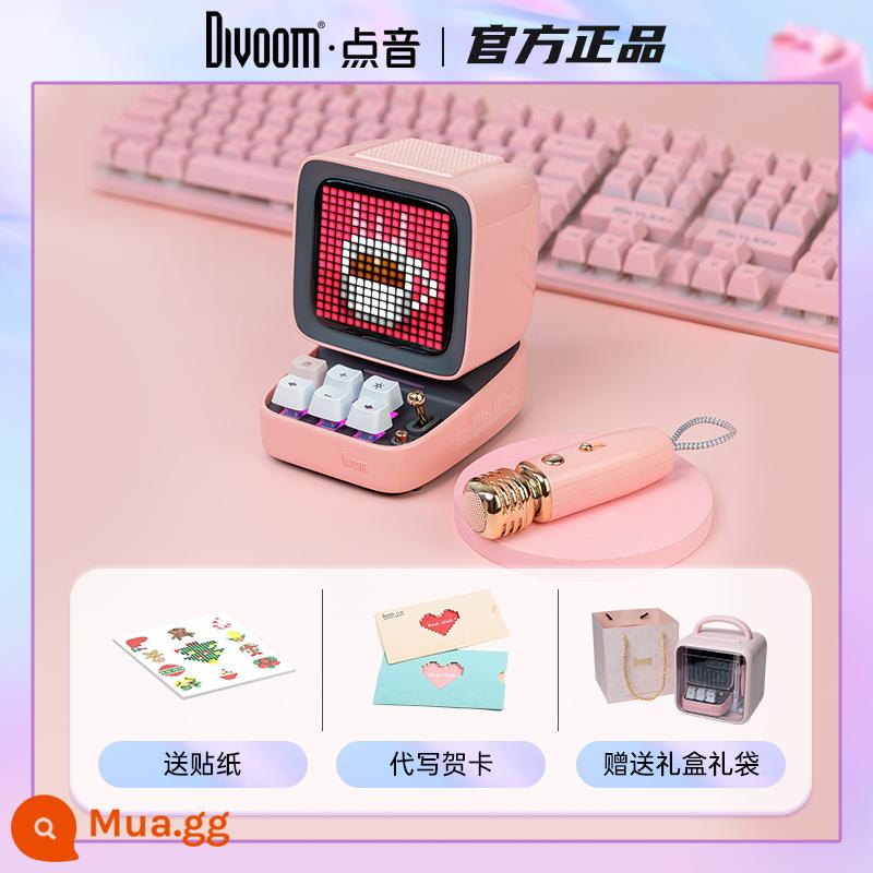 Divoom Click Loa Âm Thanh Pixel Karaoke Bluetooth Micro Micro Không Dây Âm Thanh Tất Cả Trong Một Quà Tặng Cho Nam Và Nữ - Hộp quà tinh tế màu hồng nữ tính [Âm thanh + Micrô]