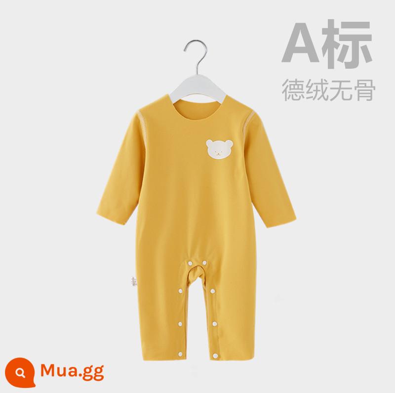 Youji Xiaobei baby de nhung jumpsuit mùa xuân, mùa thu và mùa đông dài tay sưởi ấm quần áo đáy pyjamas rompers rompers - Hoàng Hiểu Hùng