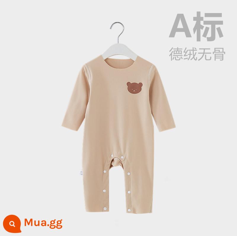 Youji Xiaobei baby de nhung jumpsuit mùa xuân, mùa thu và mùa đông dài tay sưởi ấm quần áo đáy pyjamas rompers rompers - gấu mai