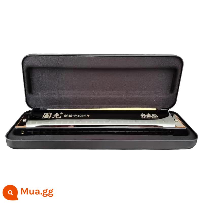 Shanghai Guoguang harmonica 24 lỗ phím C đa âm 28 lỗ chơi chuyên nghiệp đích thực dành cho sinh viên mới bắt đầu nhập cảnh - Phím C đa âm 24 lỗ màu đen dành cho người mới bắt đầu [có ký hiệu phiên âm] + tài liệu học tập