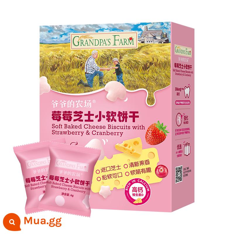 Grandpa's Farm Đồ Ăn Nhẹ Cho Trẻ Em Bánh Quy Nhỏ Mềm 60G Không Thêm Đường Trắng Bánh Hấp Sữa Phô Mai Giàu Canxi - Bánh phô mai vị dâu tây