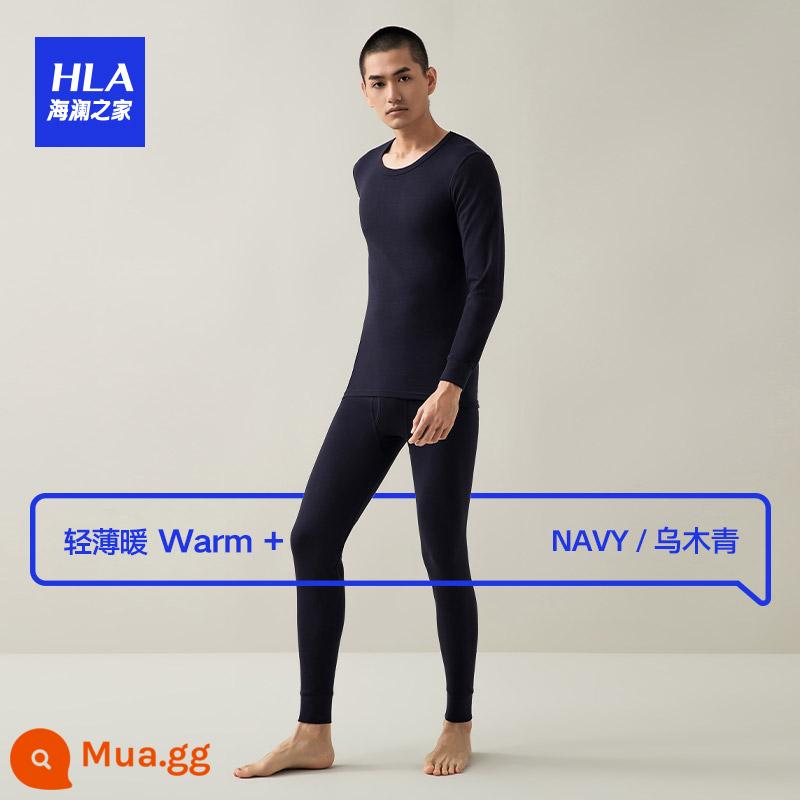 HLA/Hailan Nhà Cotton Làm Nóng Quần Áo Nam Cotton Phù Hợp Với Cổ Tròn Longwear Vệ Sinh Quần Bé Trai Mùa Đông - xanh hải quân